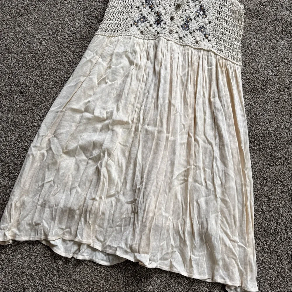 Hem & Thread Women’s Medium Cream Crochet Top Dress - Picture 7 of 13